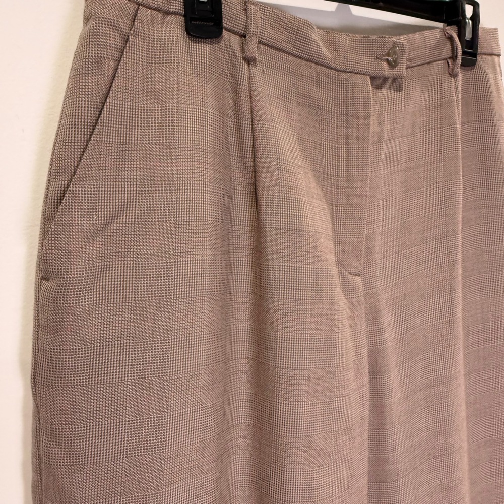 Pendleton Wool Trousers Womens 16 Brown Glen Plaid Pleated High Rise Vintage USA